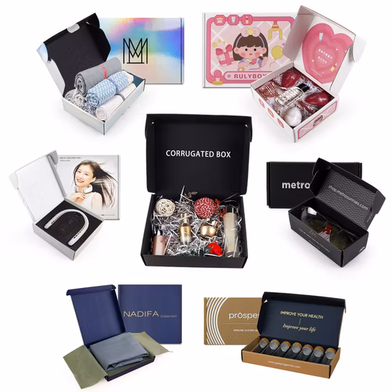 Individuell mit Logo bedruckte Bastelverpackungen aus Wellpappe, faltbar, für Versand, Versand, Versandpapier, Geschenkboxen