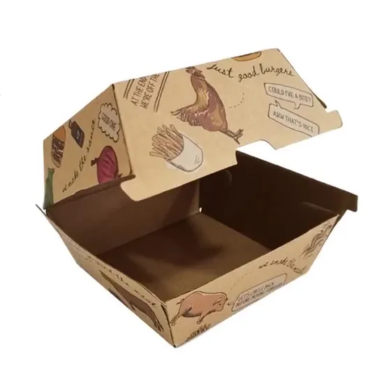 Biologisch abbaubare Einweg-Fast-Food-Box-Verpackung aus Kraftpapier zum Mitnehmen